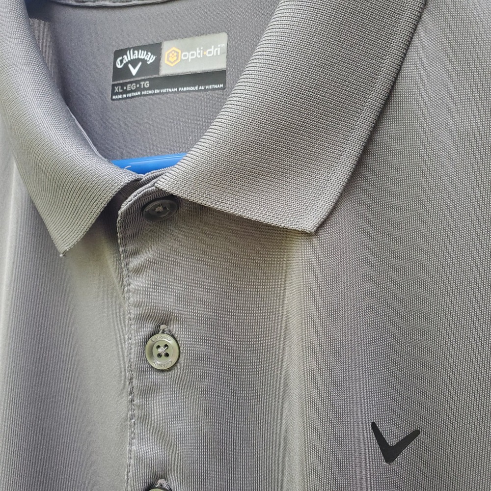Callaway Opti-Dri Golf Polo Shirt Mens XL Gray Short Sleeve Performance Top